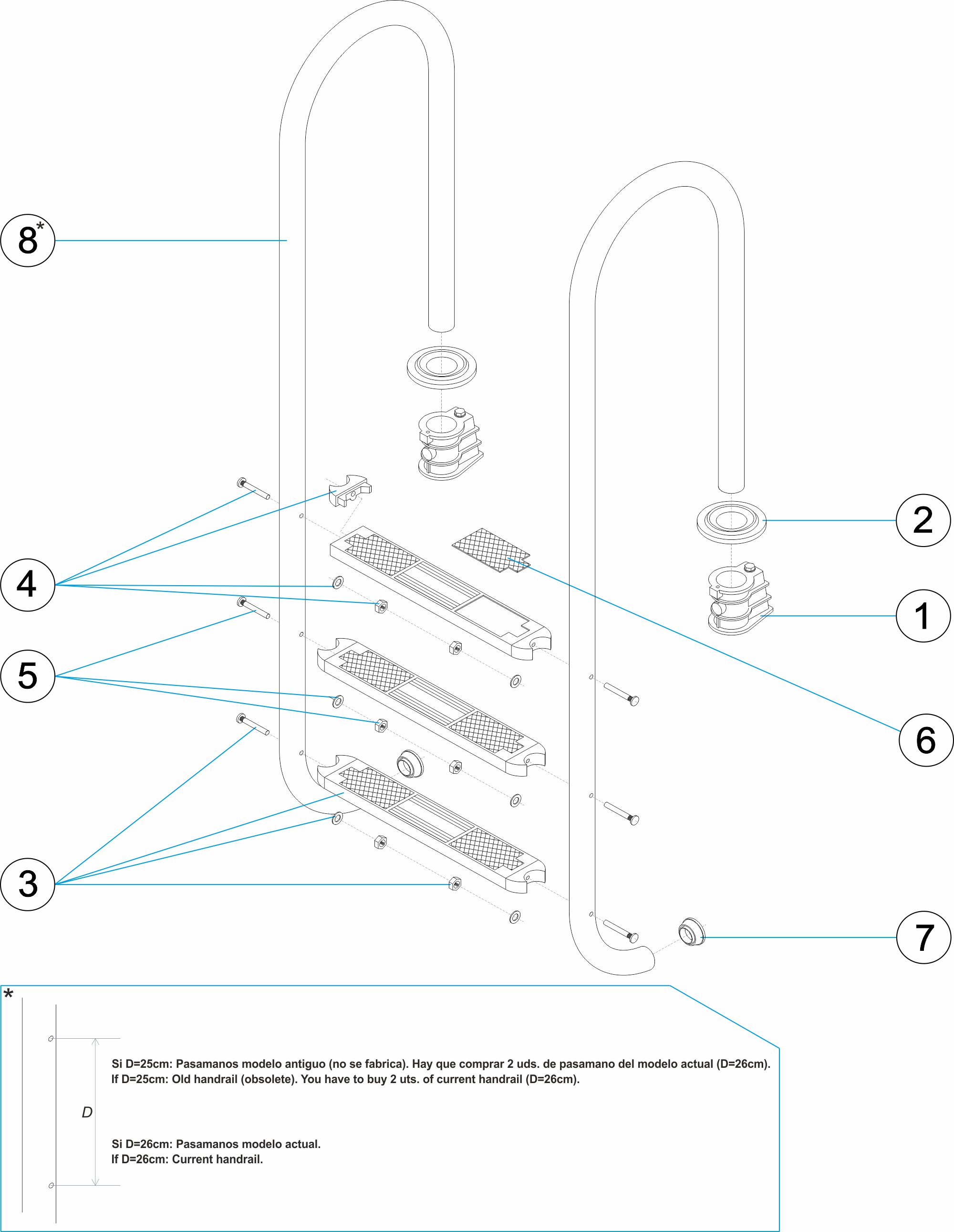 MURO LADDER 2-3-4-5 STEPS AISI-316