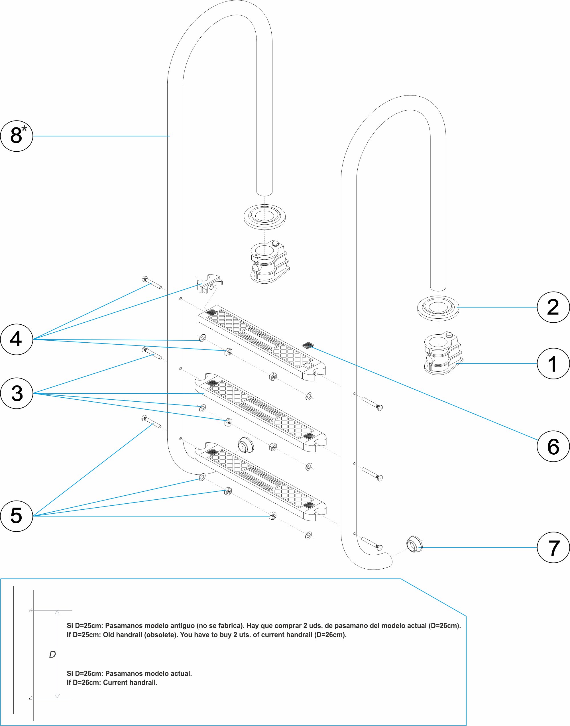 MURO LADDER 2-3-4-5 STEPS AISI-304