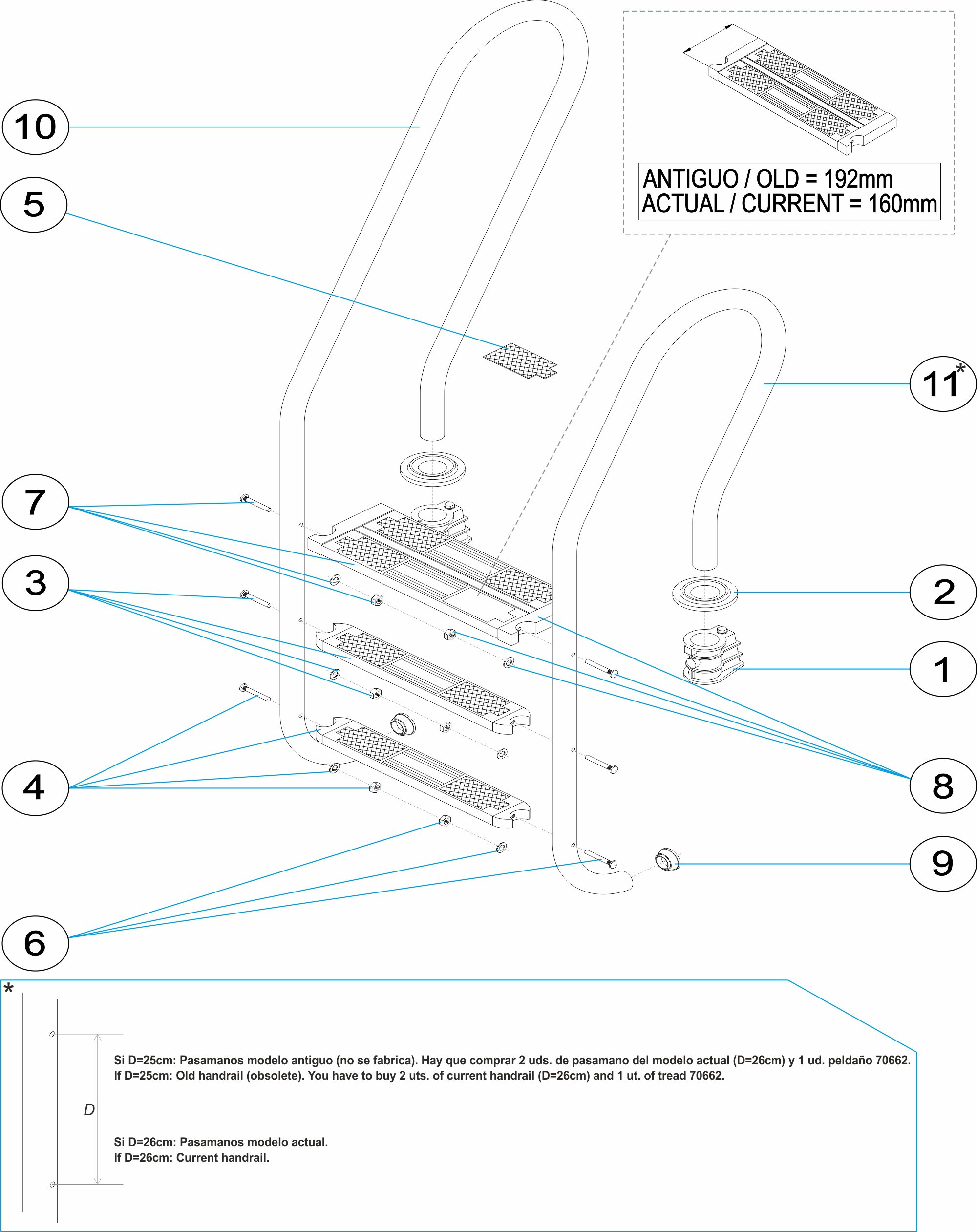 NONSYMMETRICAL MIX LADDER AISI-316