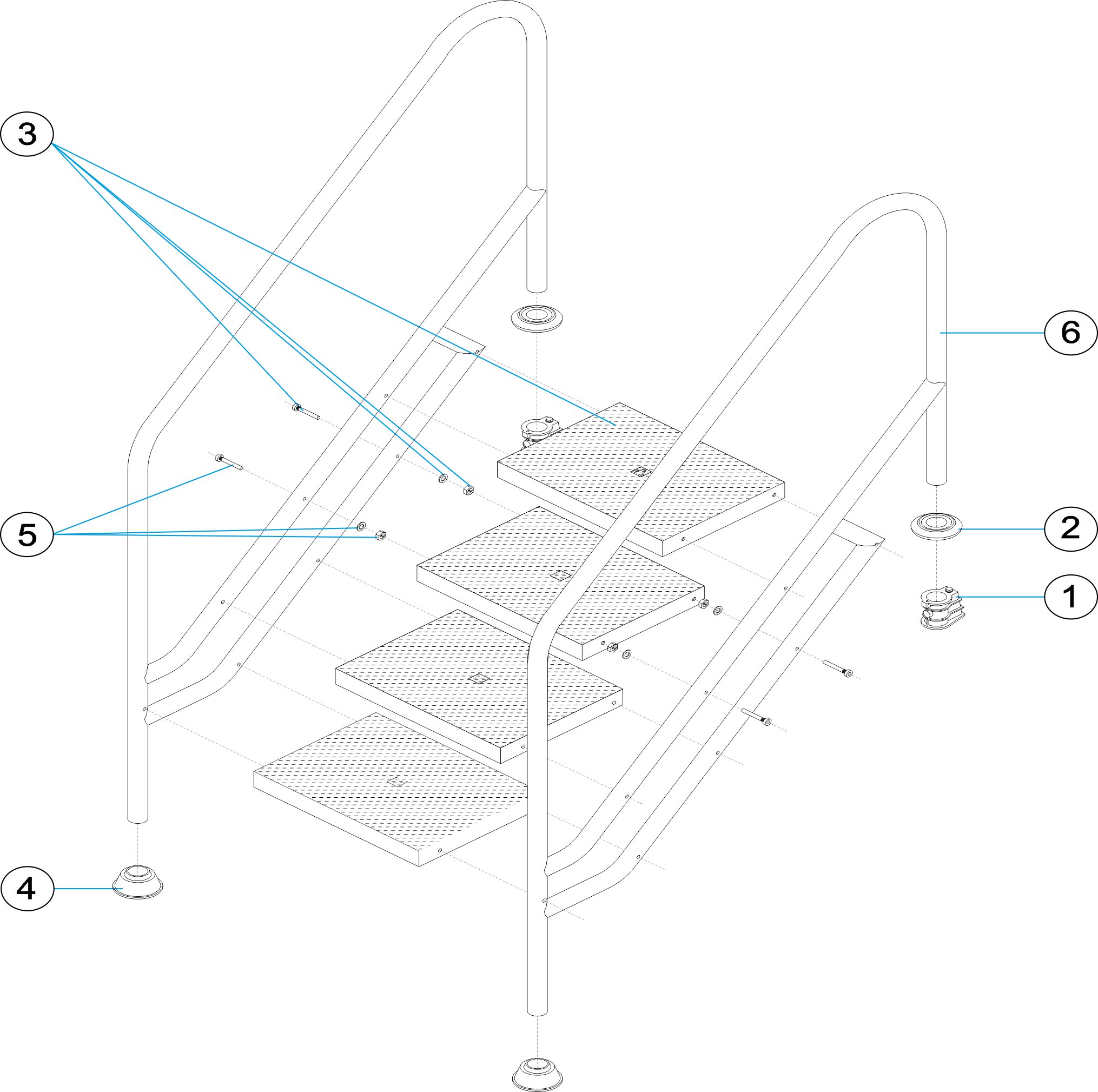 PUBLIC POOL LADDER WIDTH 500 MM