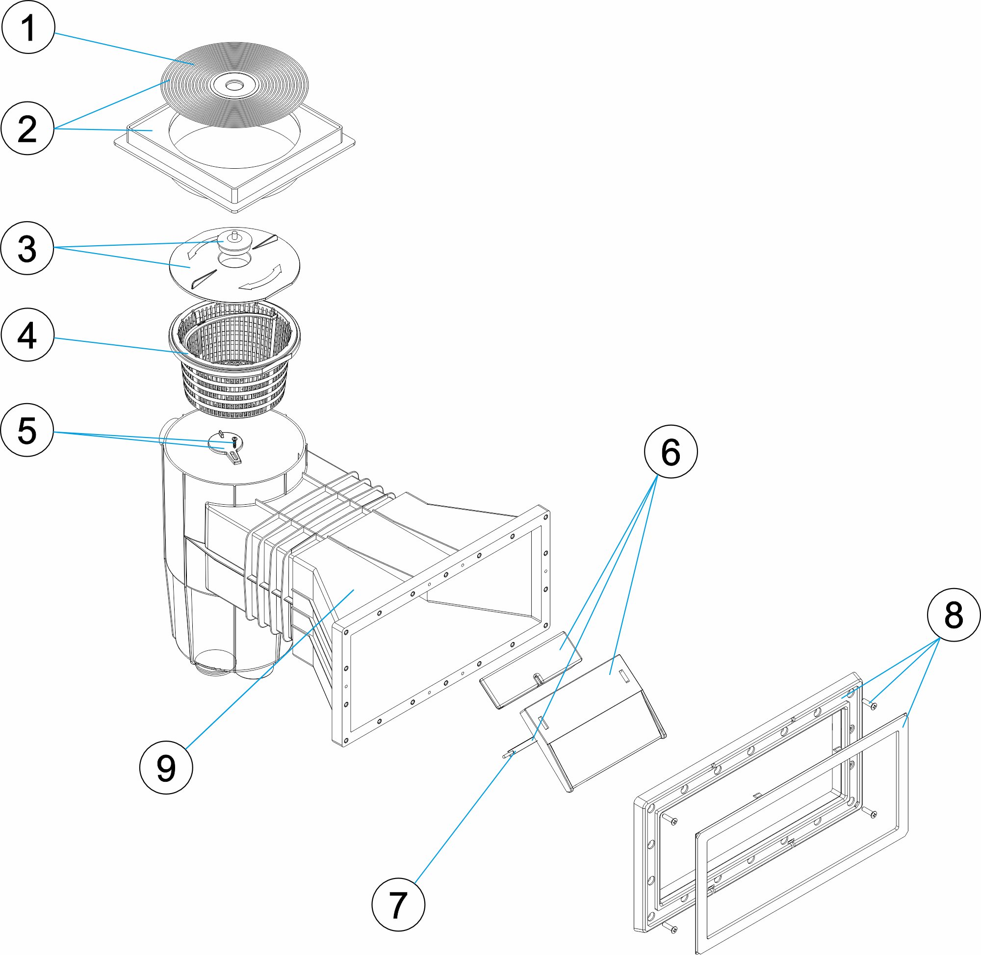 SKIMMER 15L PH B.LARGE C. CARRÉ BARACUDA