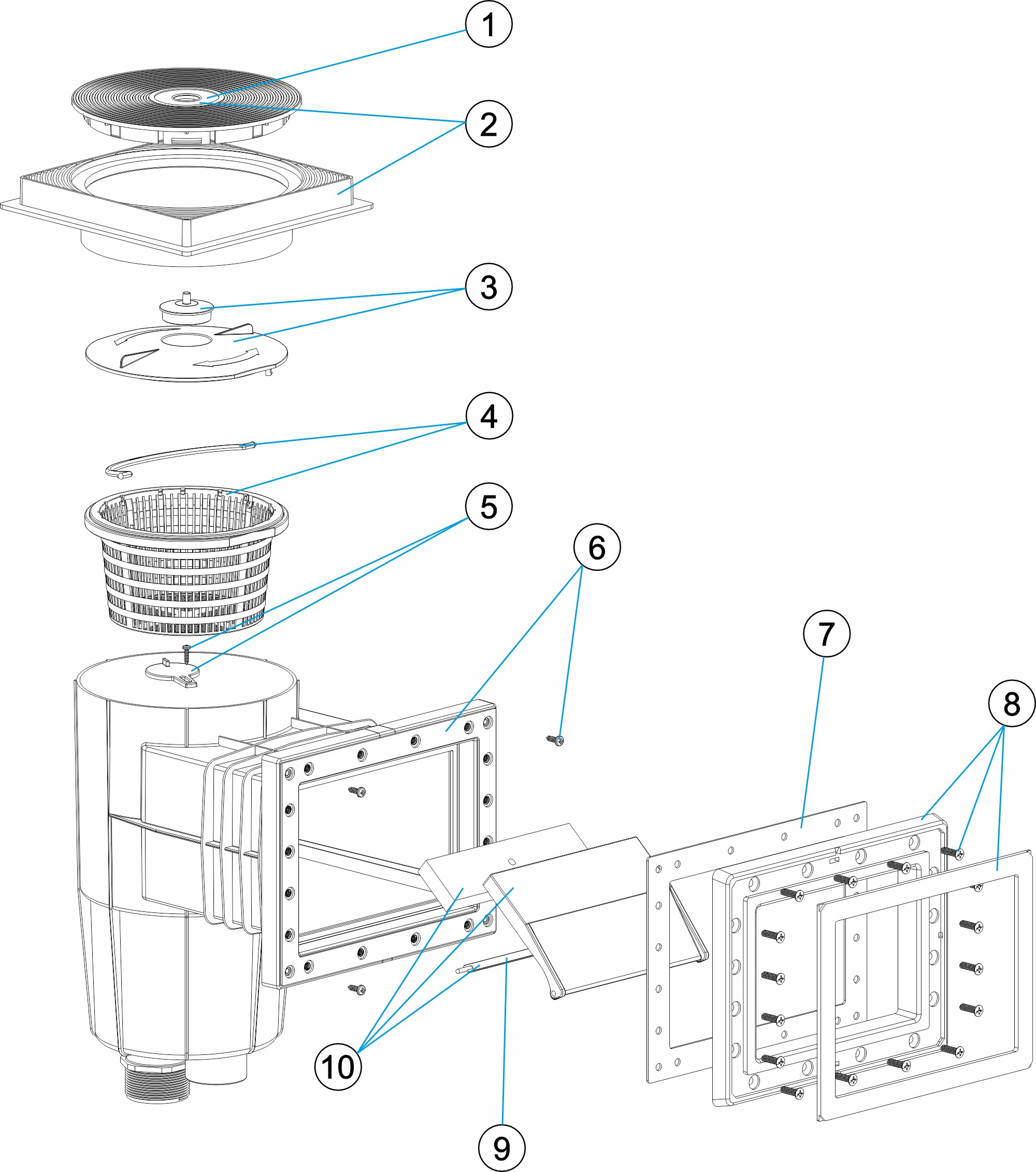 SKIMMER 15L PP .STD. C. CARRÉ BARACUDA