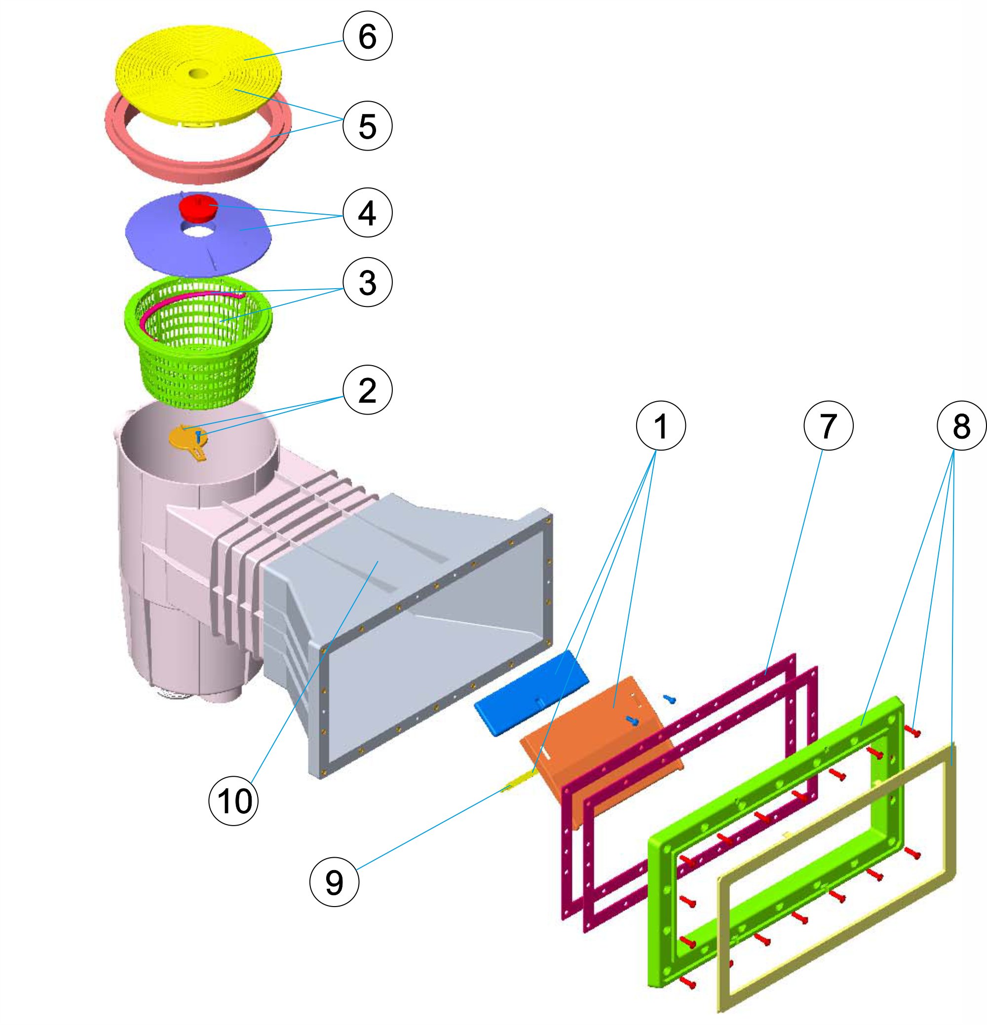 SKIMMER 15L PP. O.ÉLARGISSEMENT C.CIRC.