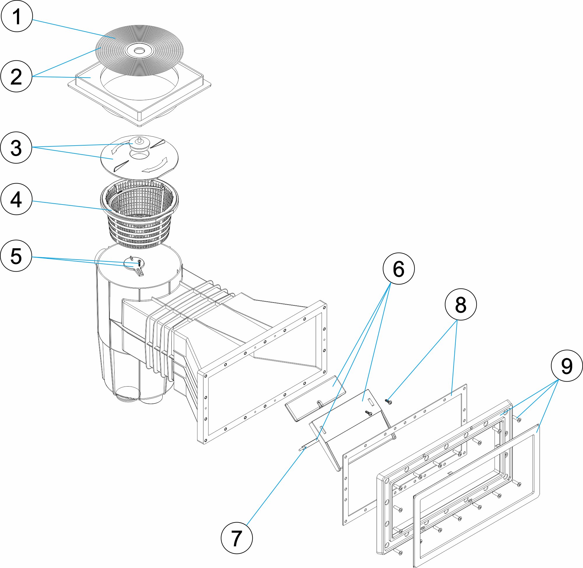 SKIMMER 15L PP. B. EXTENSION SQUARE COVER