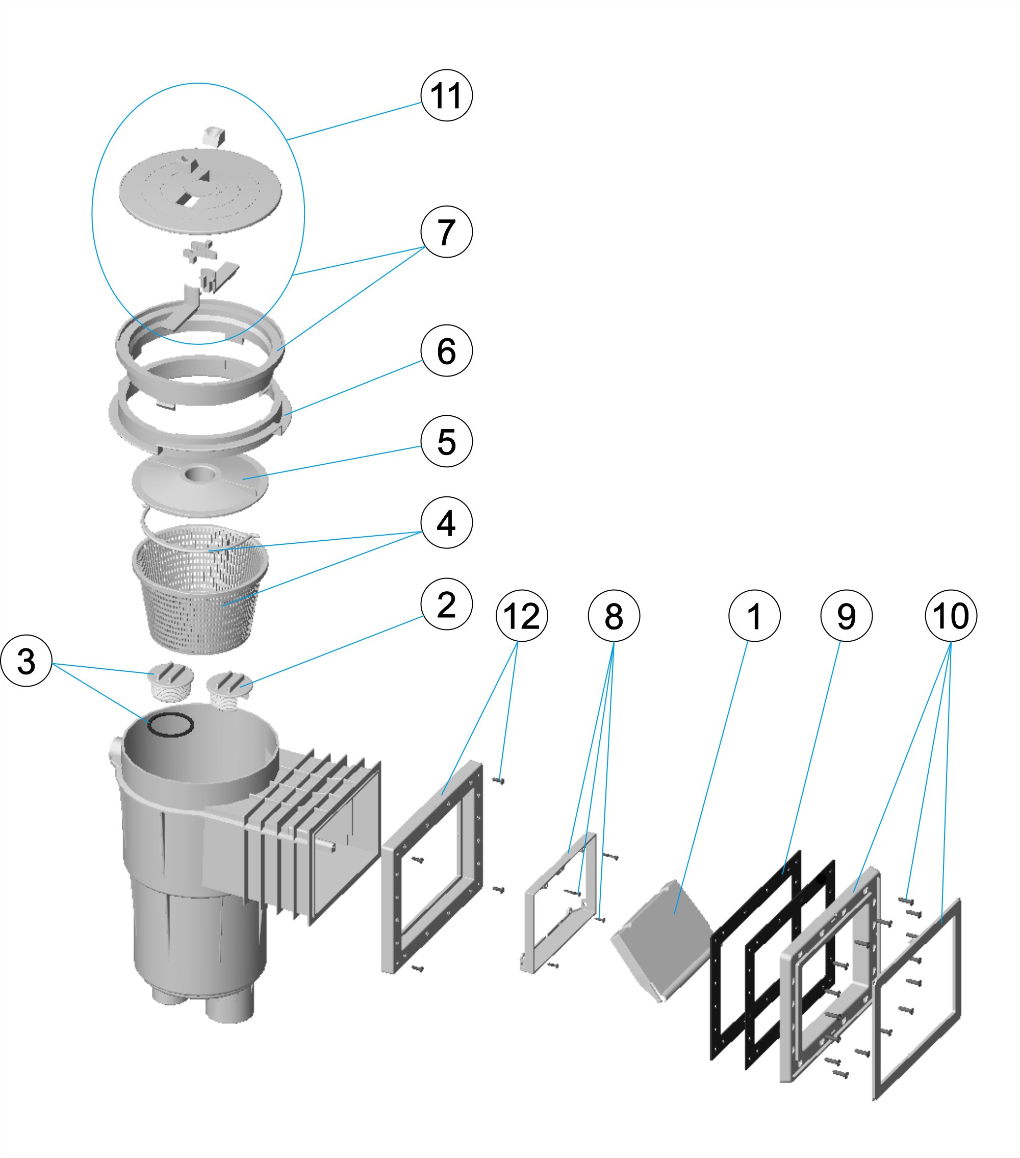 SKIMMER 17,5L PP B.STAND. TAPA CIRCULAR