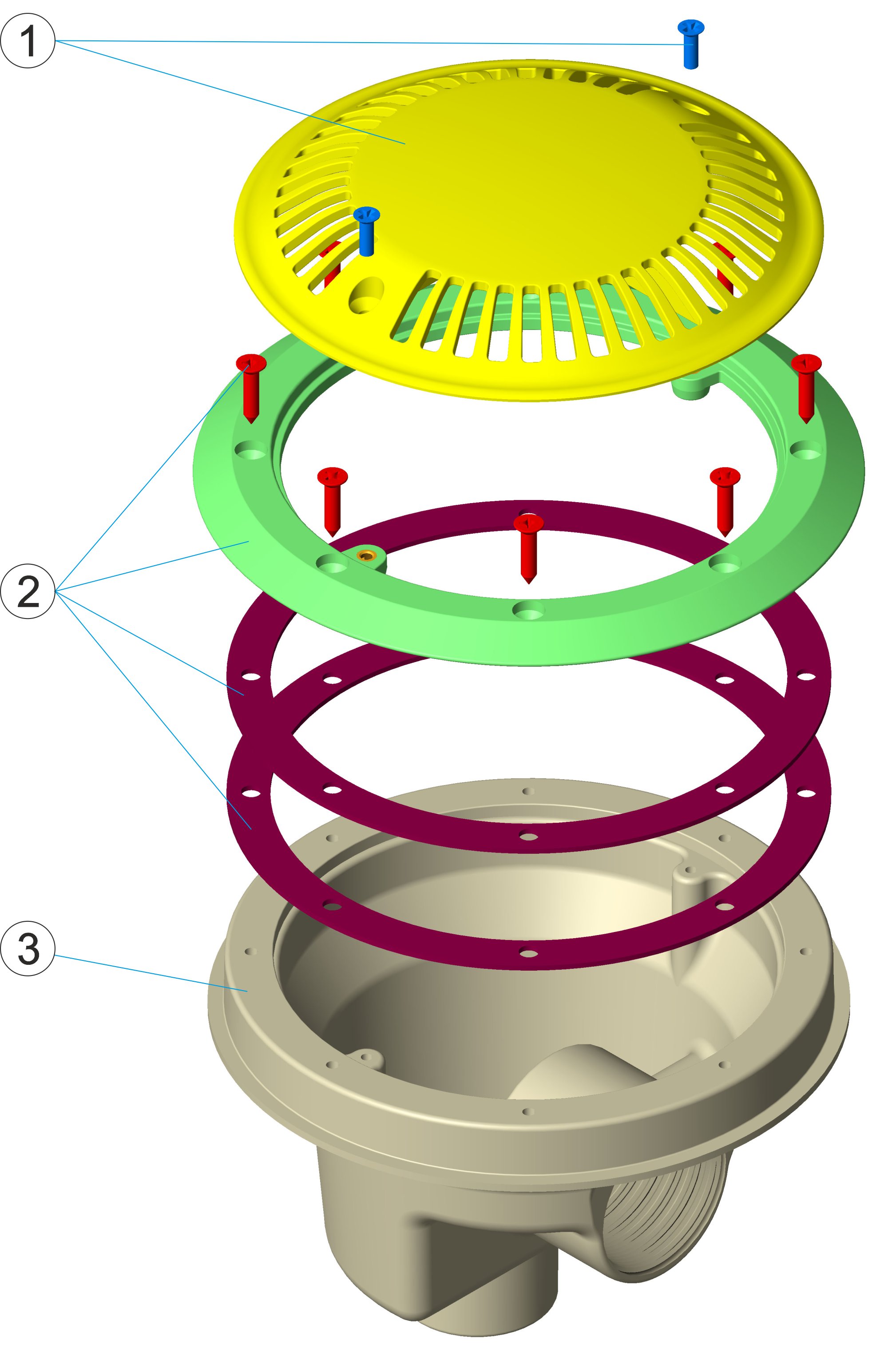 SWIMMING POOL DRAIN PREFAB. ANTIVORTEX