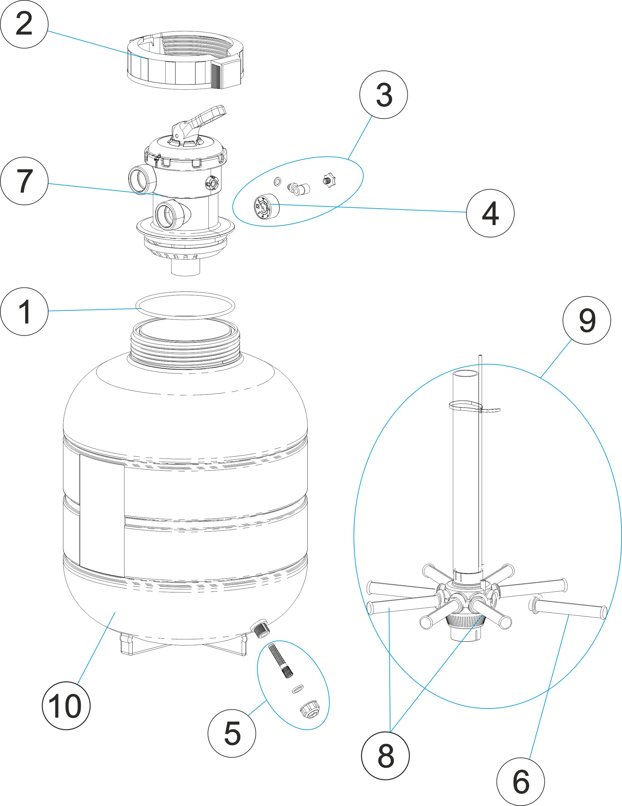 MILLENIUM SAND FILTER TOP OUTLET