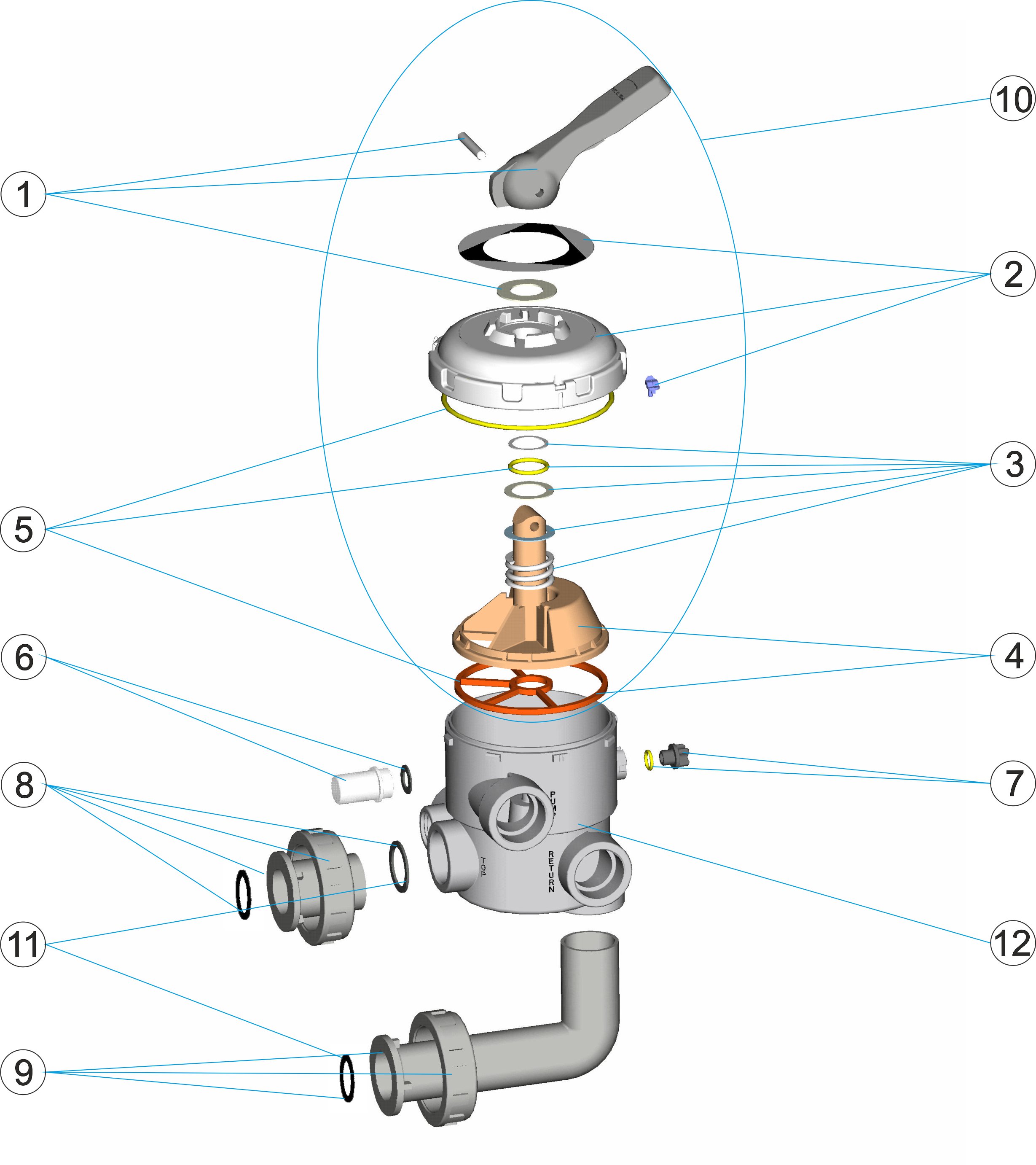 SELECTOR VALVE WITH LINKS 1 1/2