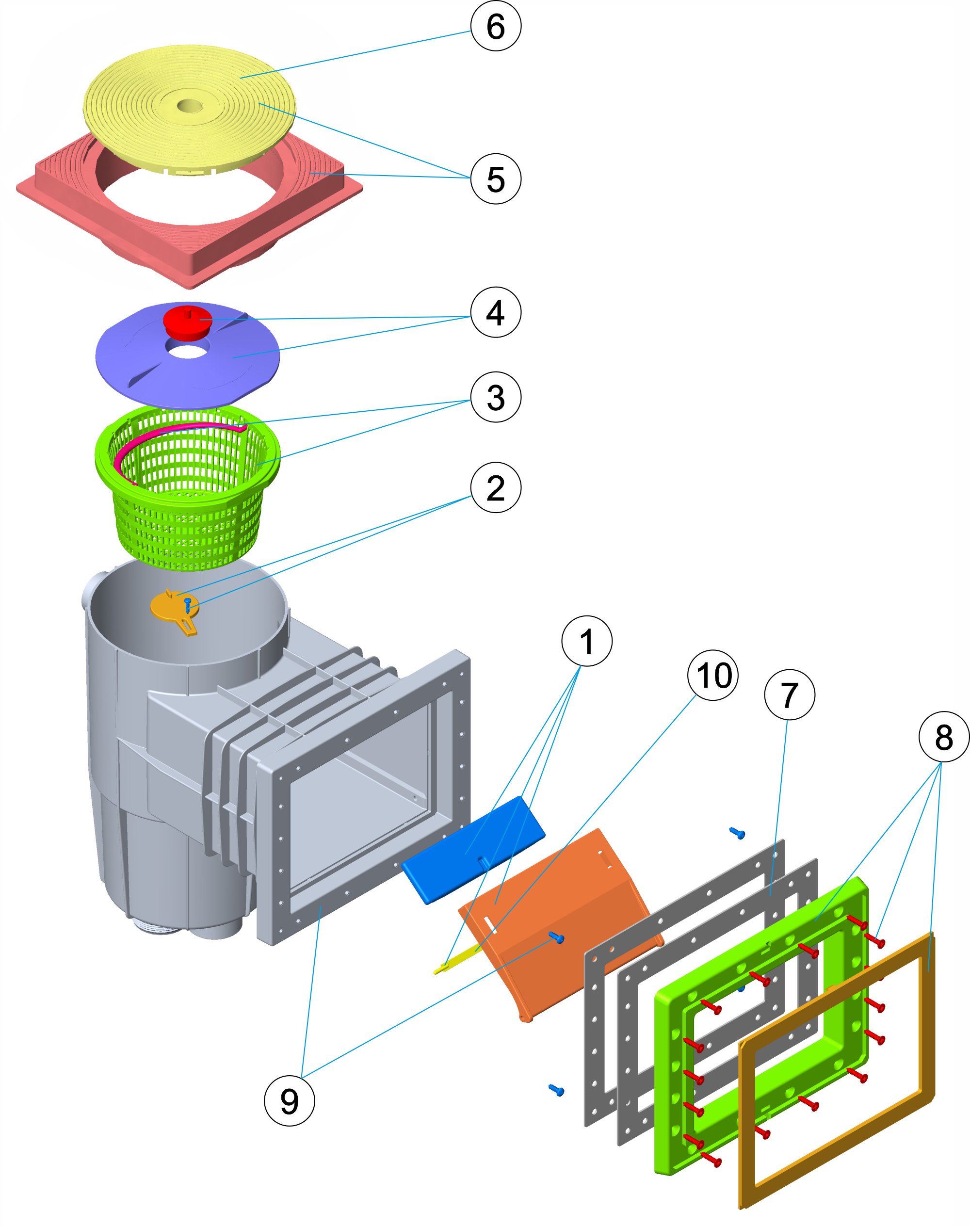 SKIMMER 15L B. STD. TAPPO QUADRATO AUTOFILETTANTE