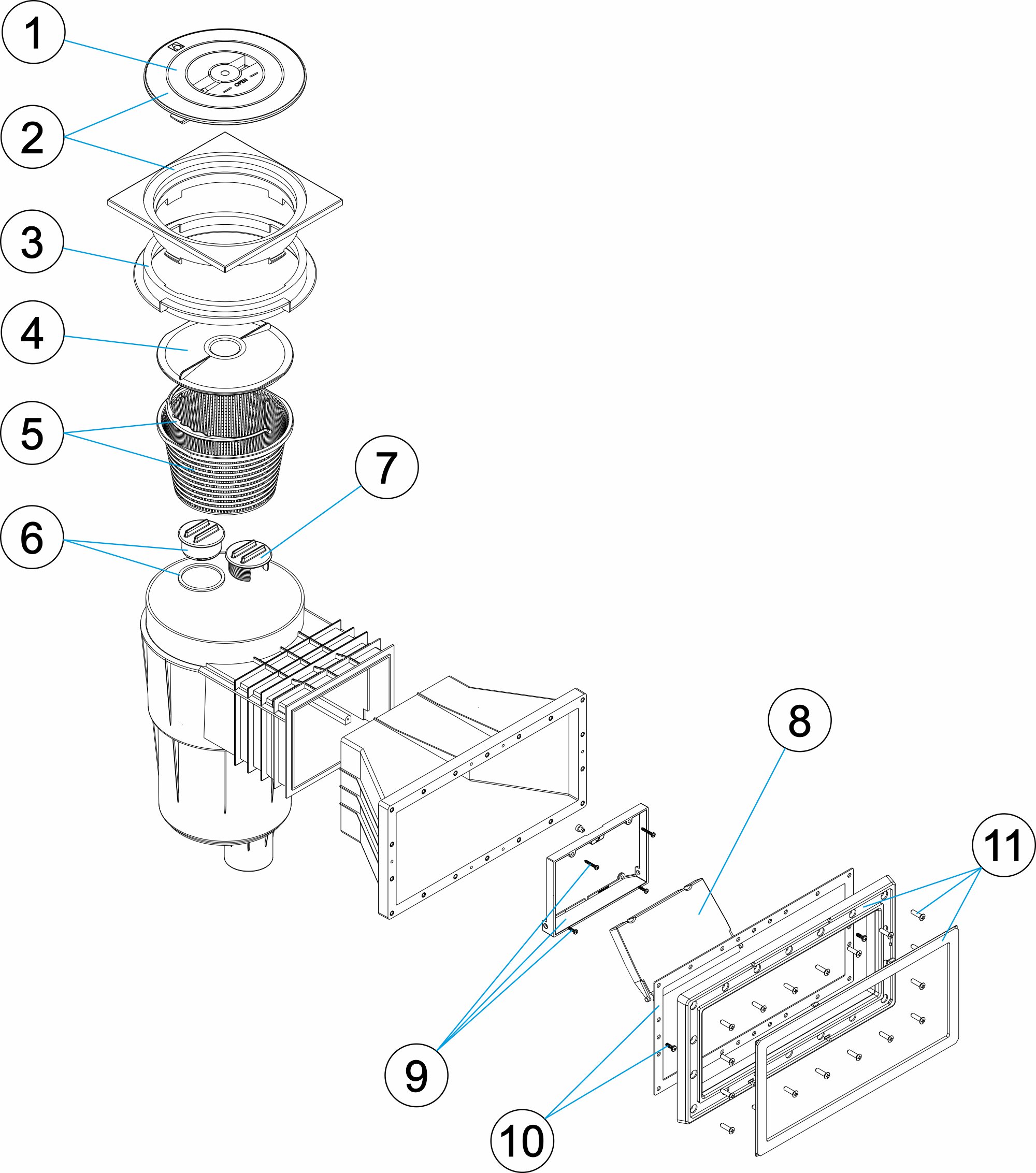 SKIMMER 17,5L PP O LARGE C. CARRÉ