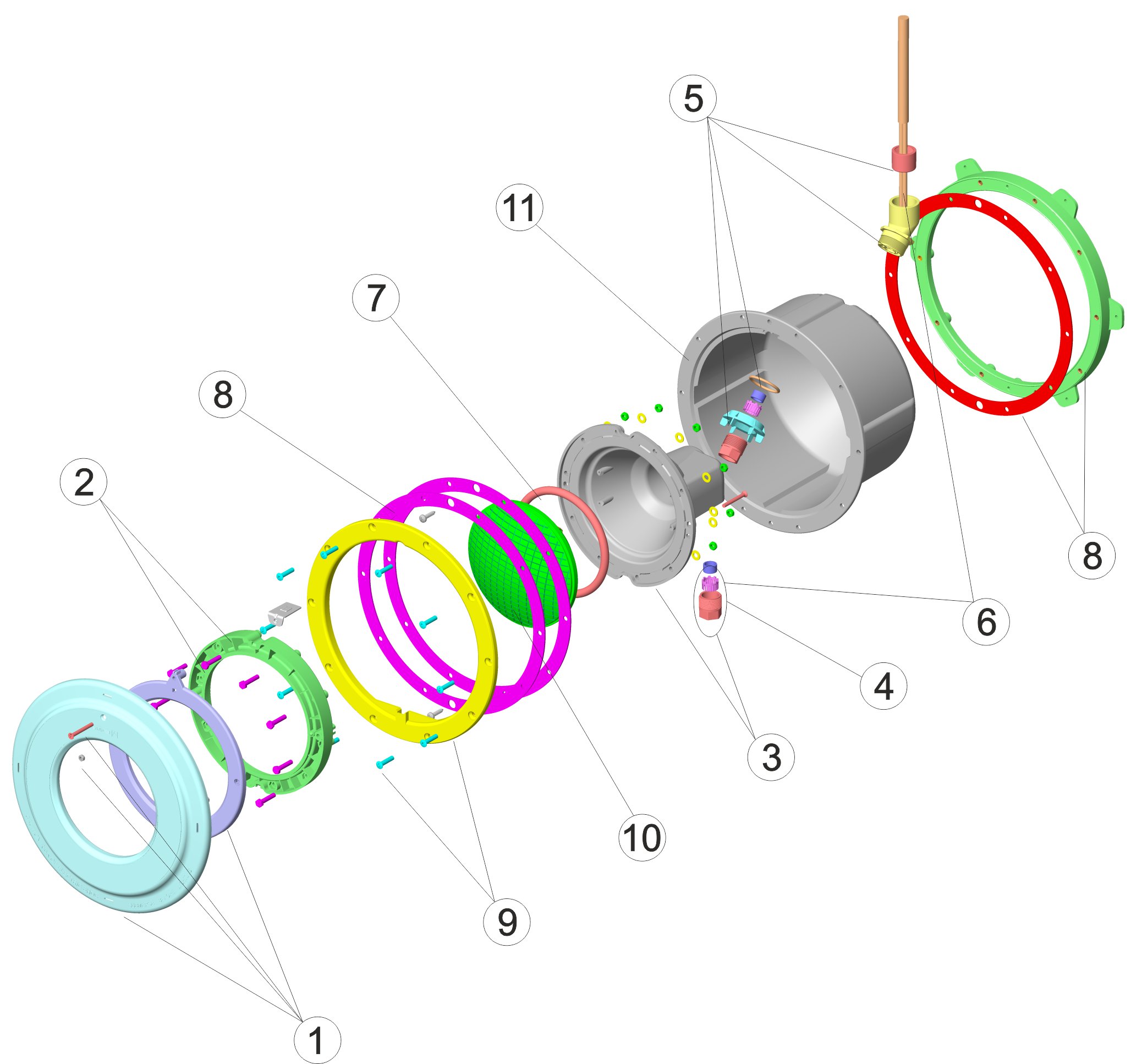 PROJECTEUR EUROPA PAR 56 NICHE PIS. PRÉF. AVEC ET SANS CÂBLE