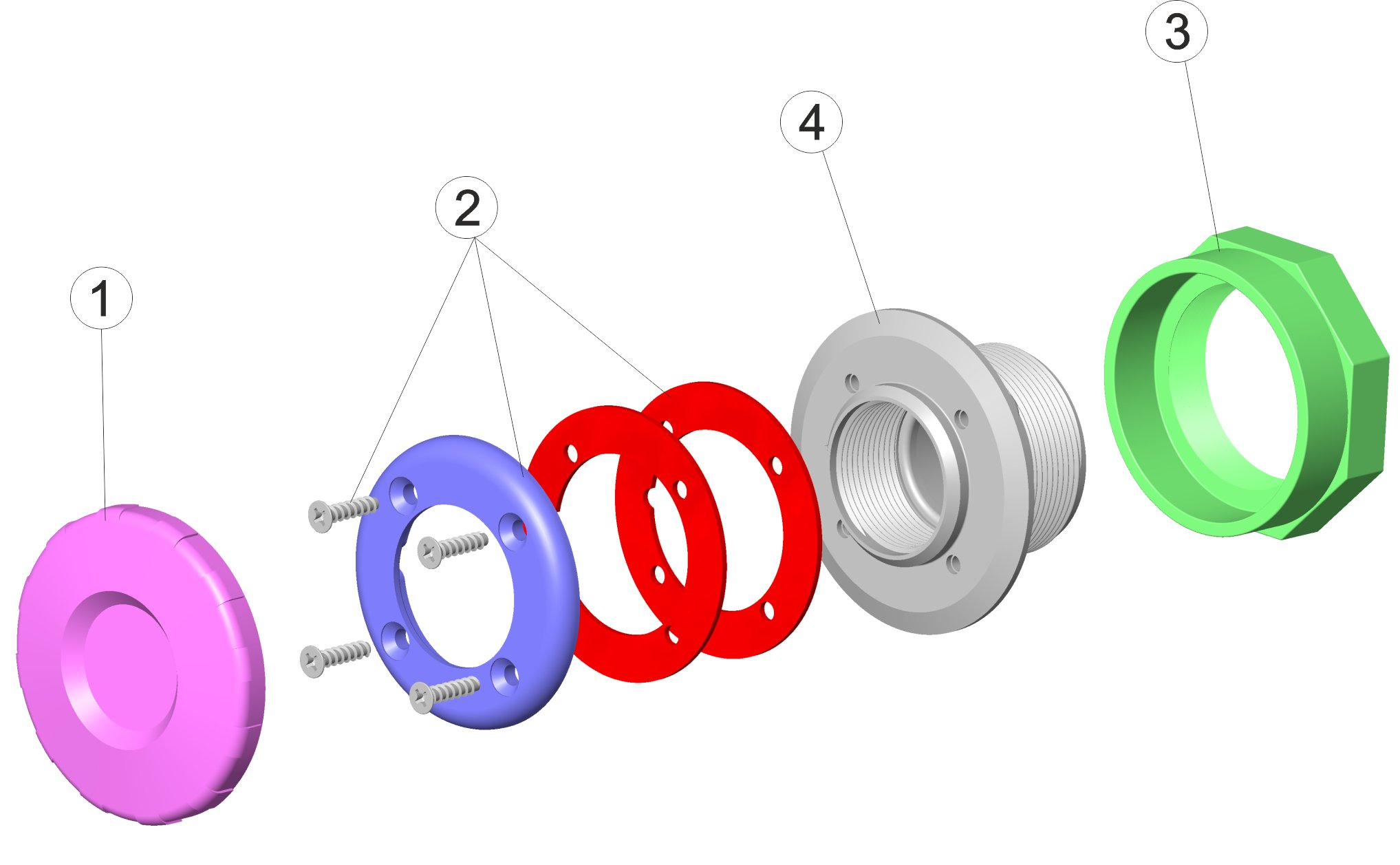 BOUCHE ASPIRATION PISC. PRÉF, LINER ENCOLLER ET VISSER