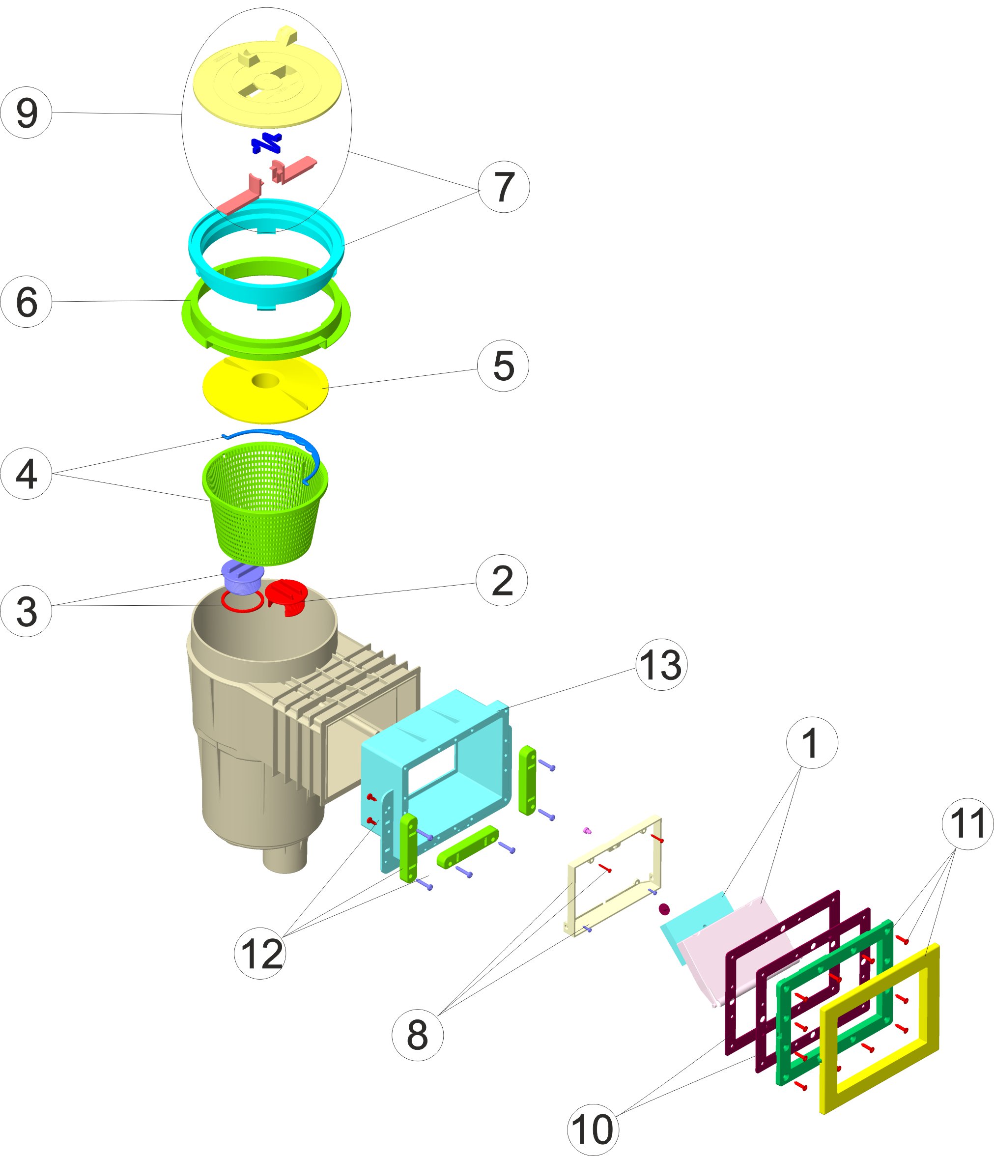 SKIMMER 17,5 L. PIS. PREF. BOCA PEQUEÑA TAPA CIRCULAR