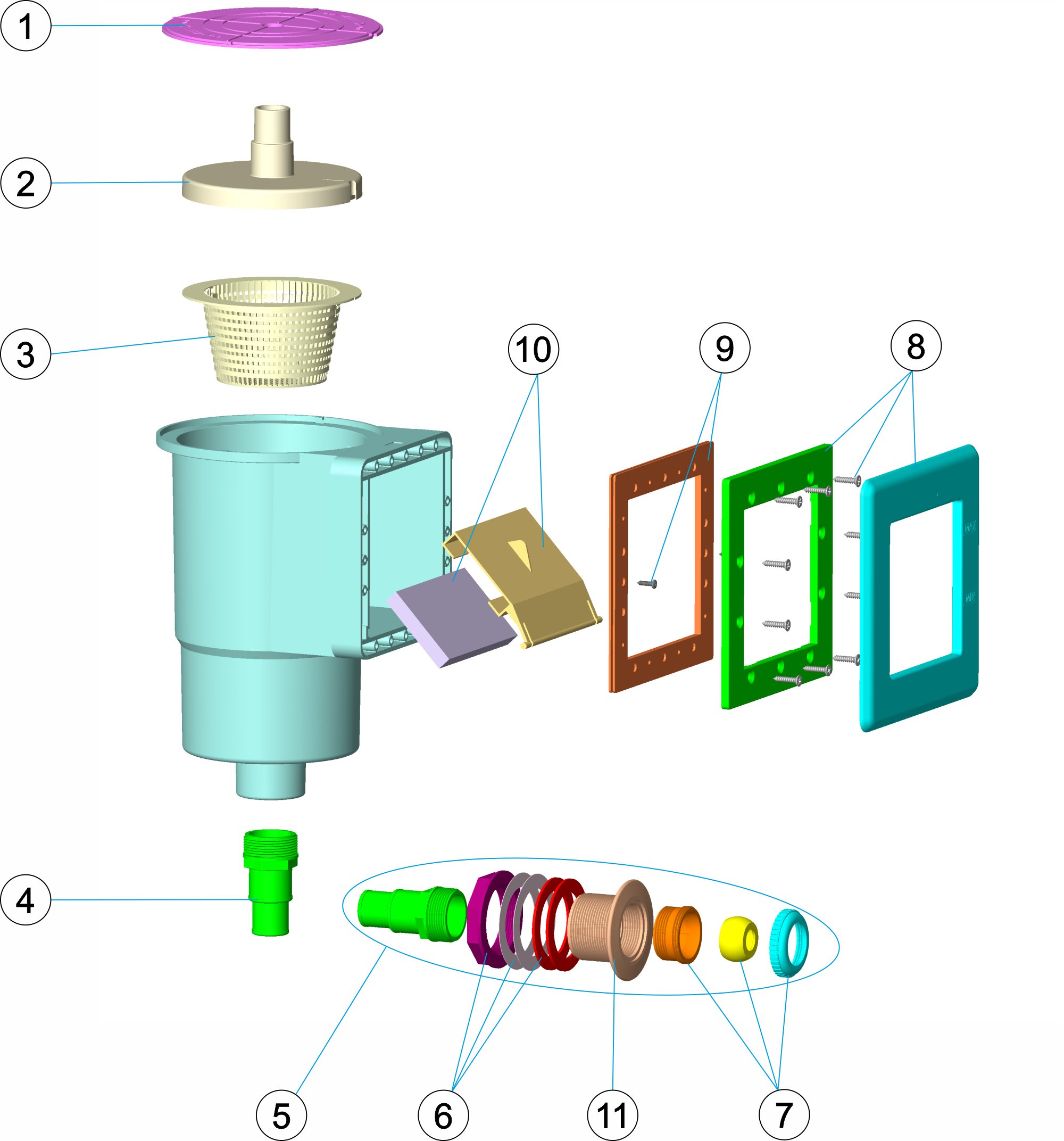 SKIMMER AUFSTELLBECKEN EINLASS STANDARD MIT DÜSE