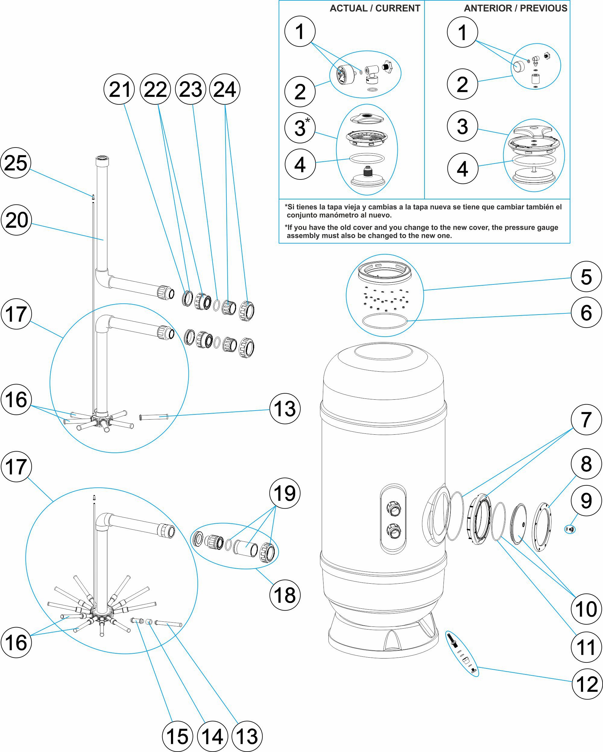 FILTRI BRACCIA PTK 1200M/M. D. 500 - 650 - 800 - 950