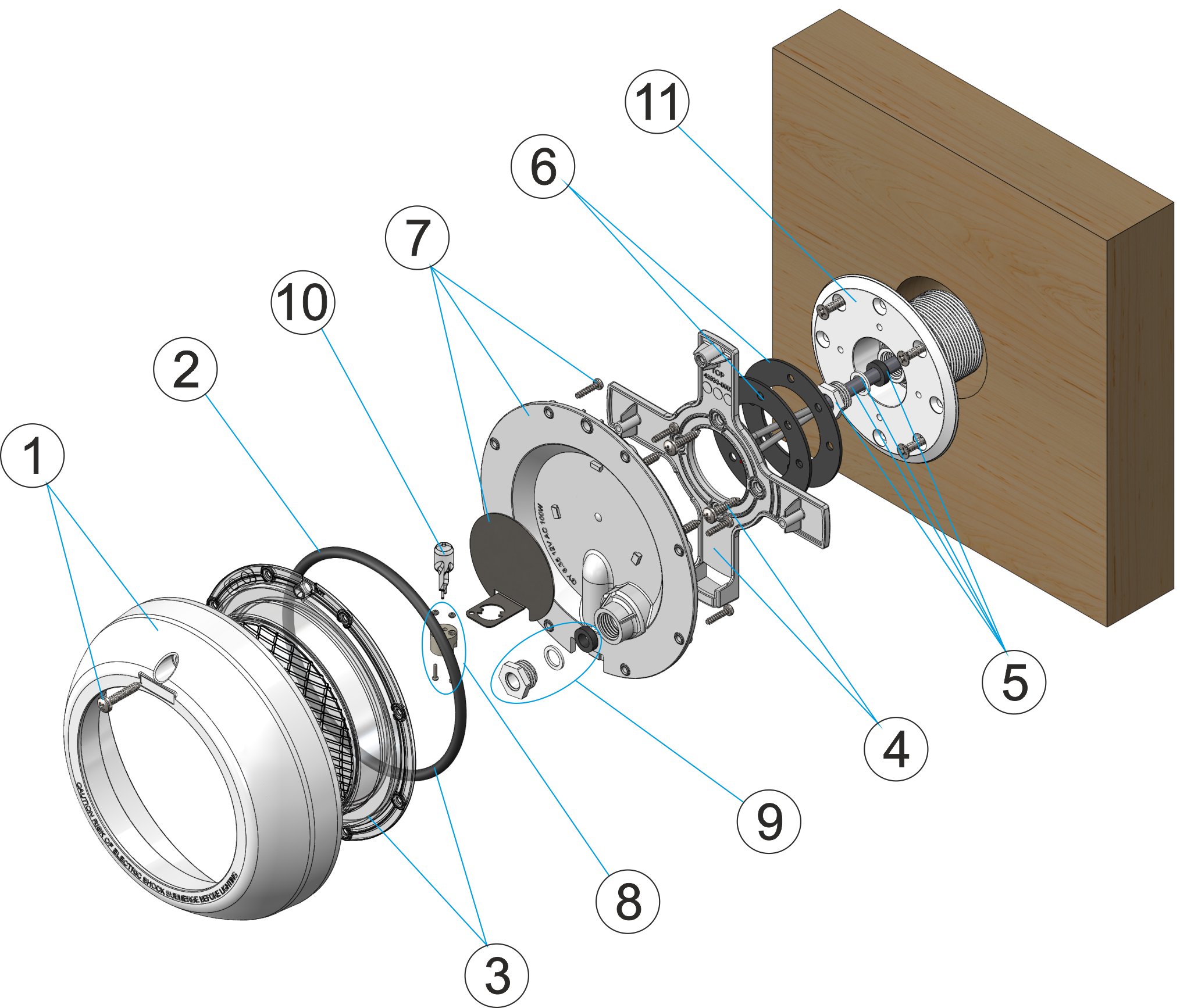 POOL LIGHT WITH CABLE CONDUIT