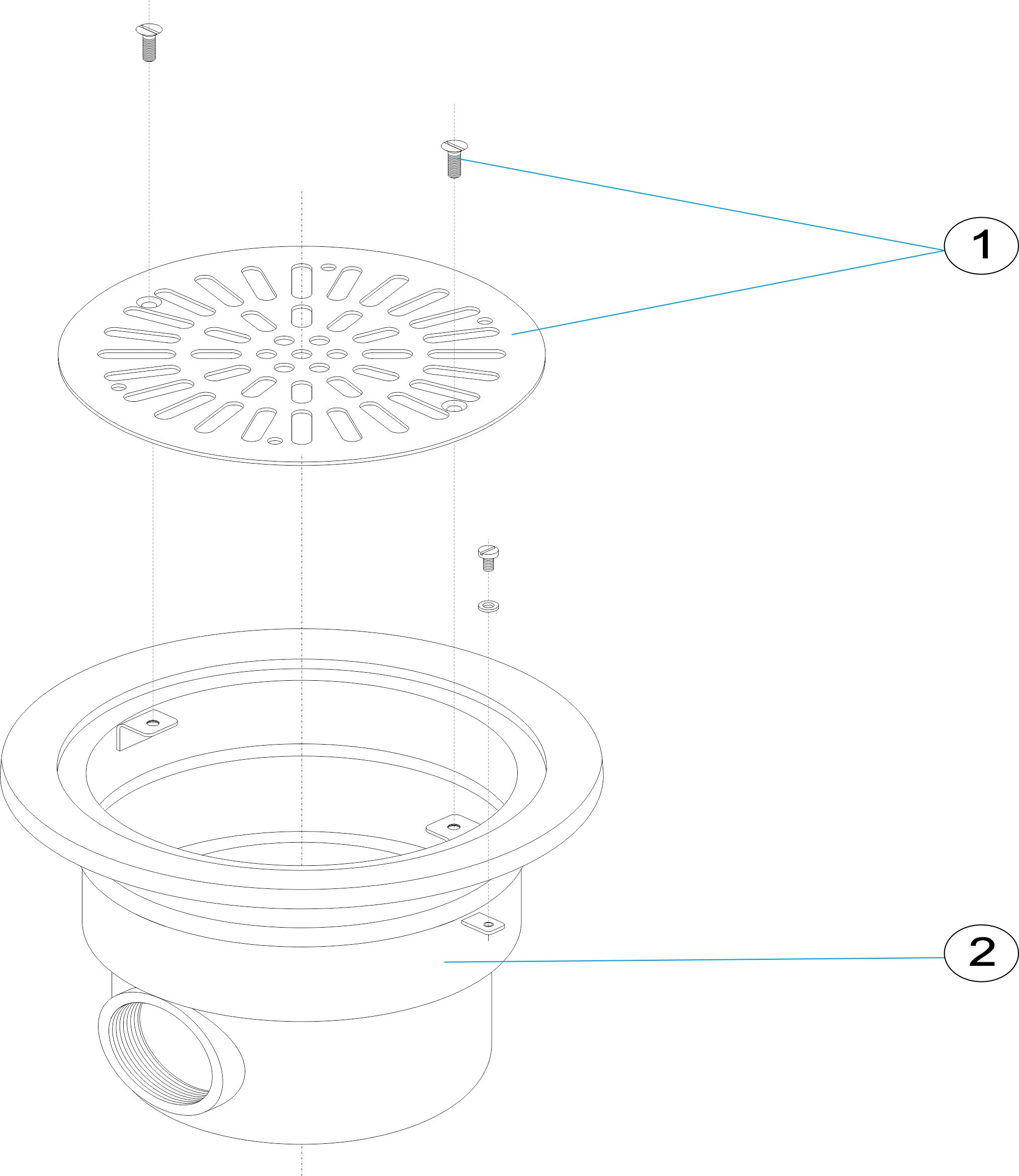 BONDE INOX 2' PISCINE BÉTON