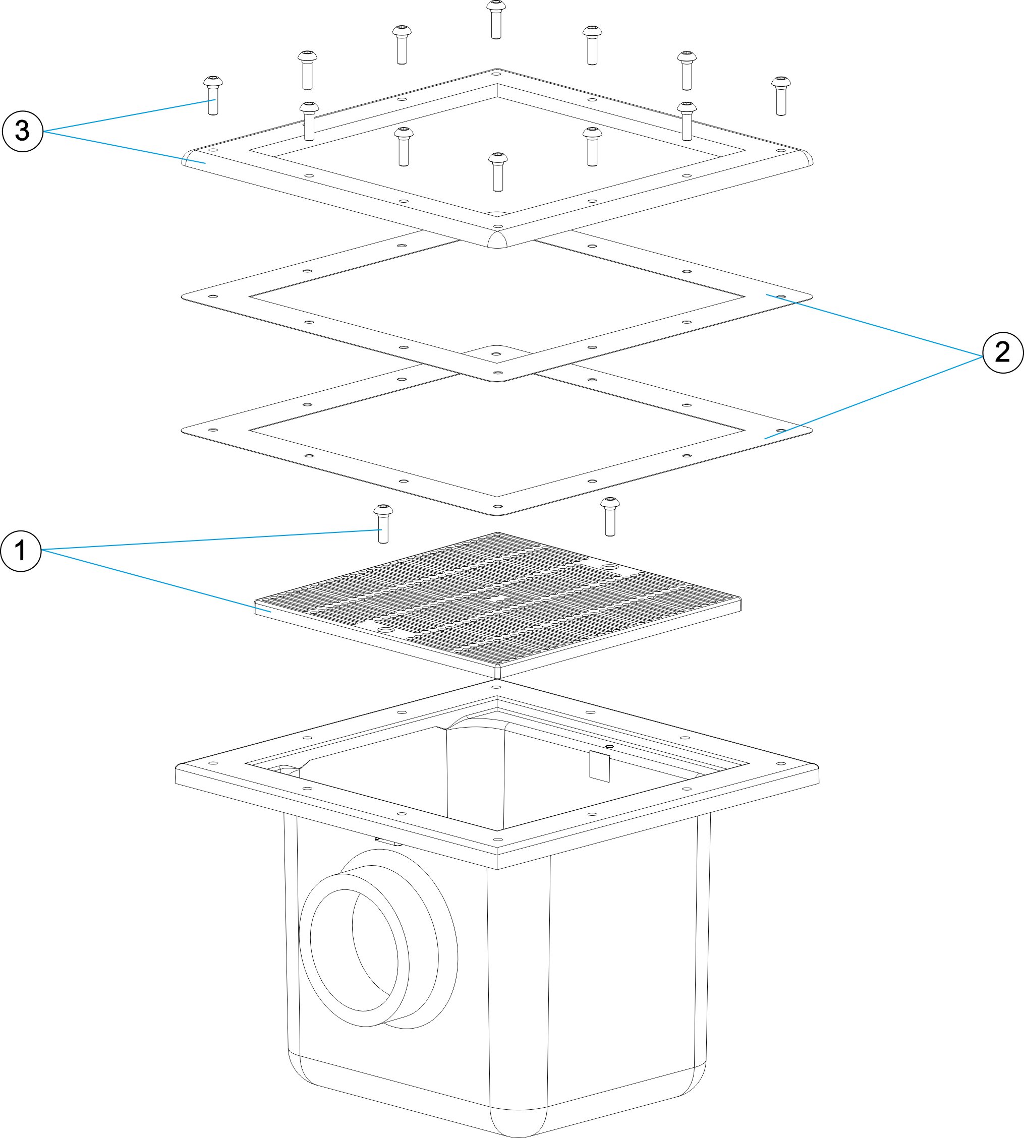 DRAIN PREFABRICATED POOL SMALL GRILLE