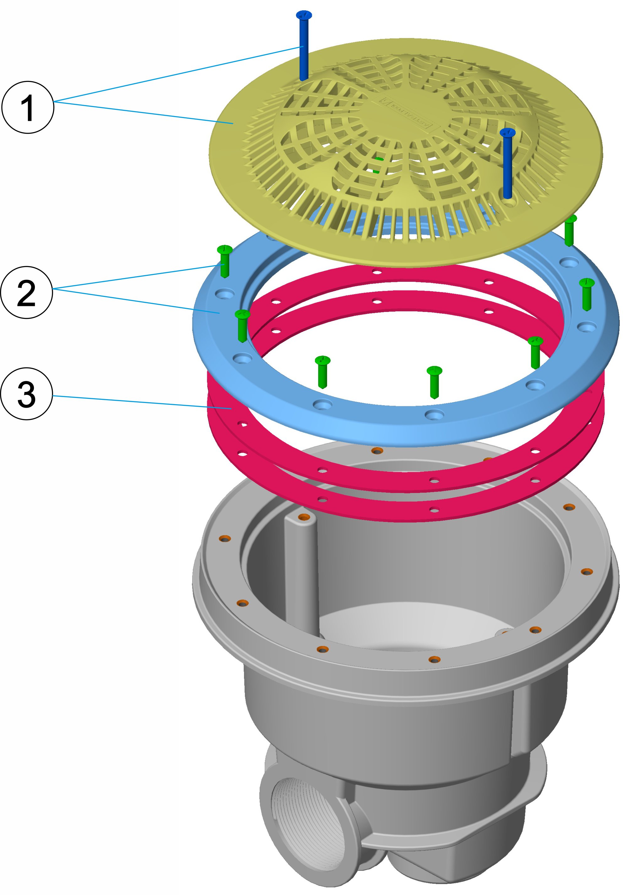 NORMA DRAIN PREFABRICATED POOL SAFETY GRILLE FOR INSERTS AND SELF-THREADING