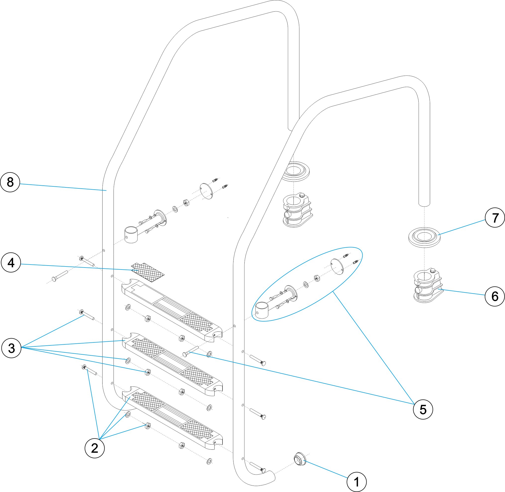 TREPPE MODELL LANG 1000 AISI 304