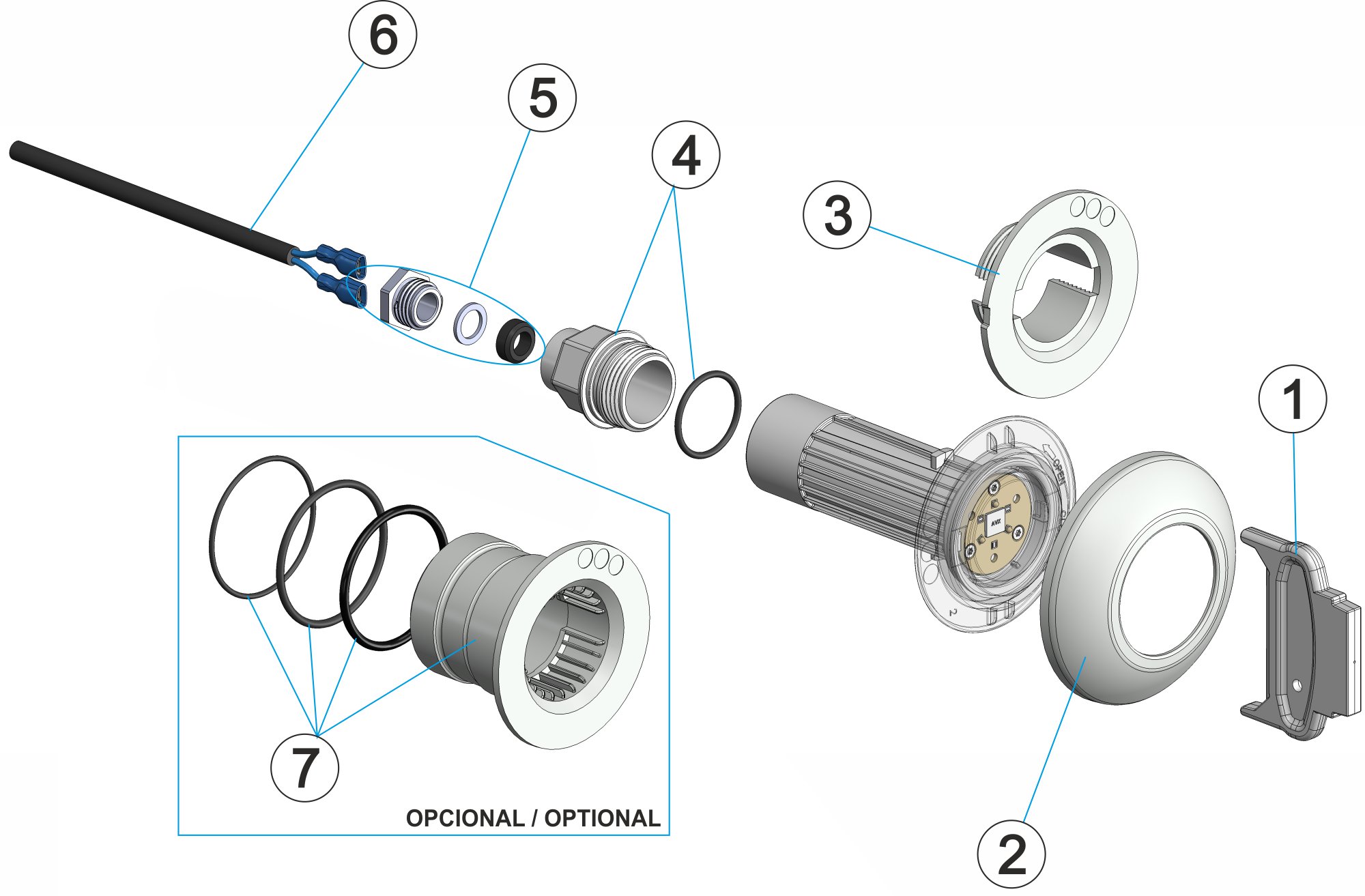 UWS LED LUMIPLUS MINI 3.13 RGB, DMX, WEISS - ABS/EDELSTAHL