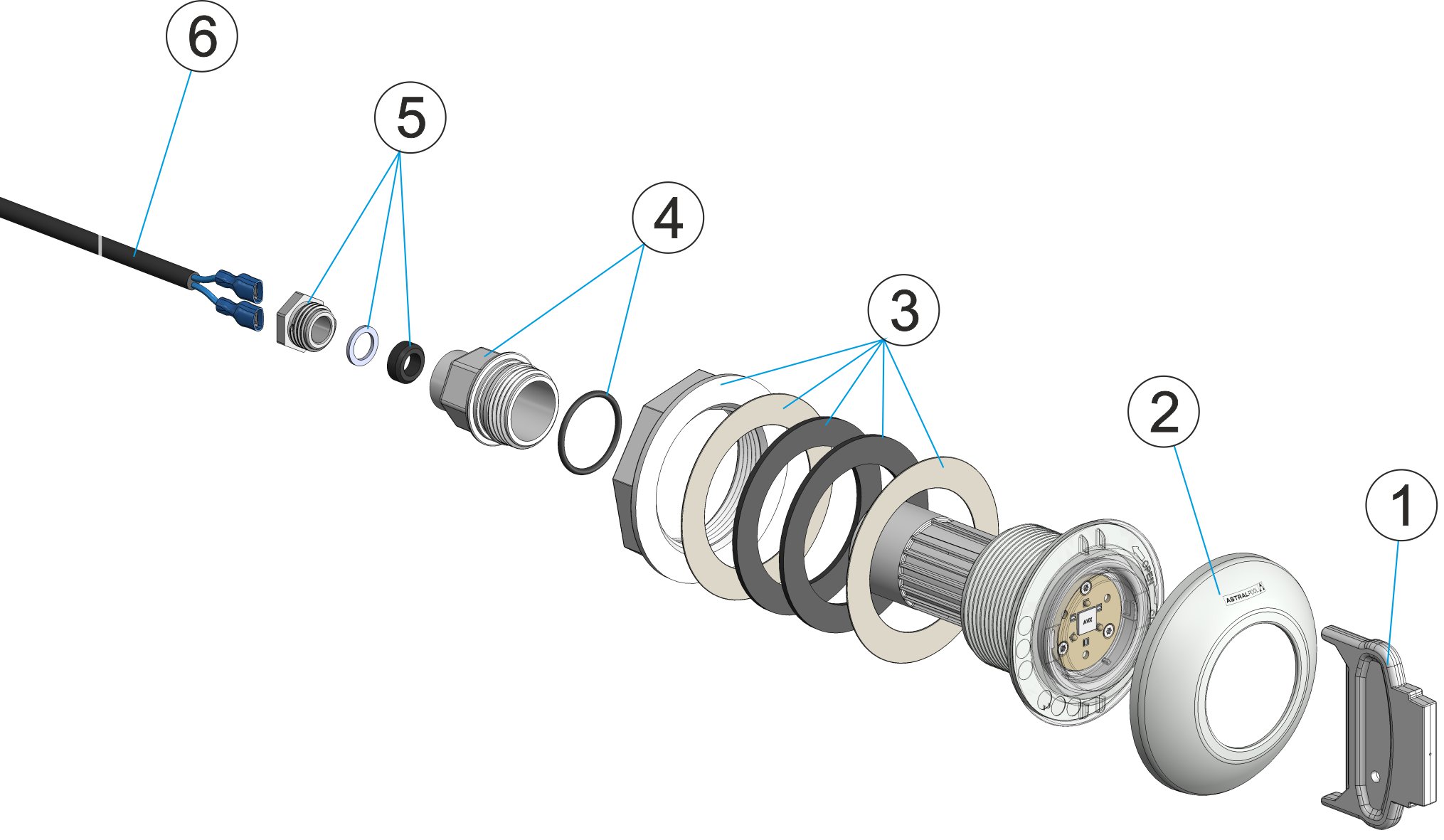 UWS LED LUMIPLUS MINI 3.13 RGB, DMX, WEISS - ABS/EDELSTAHL P. P.