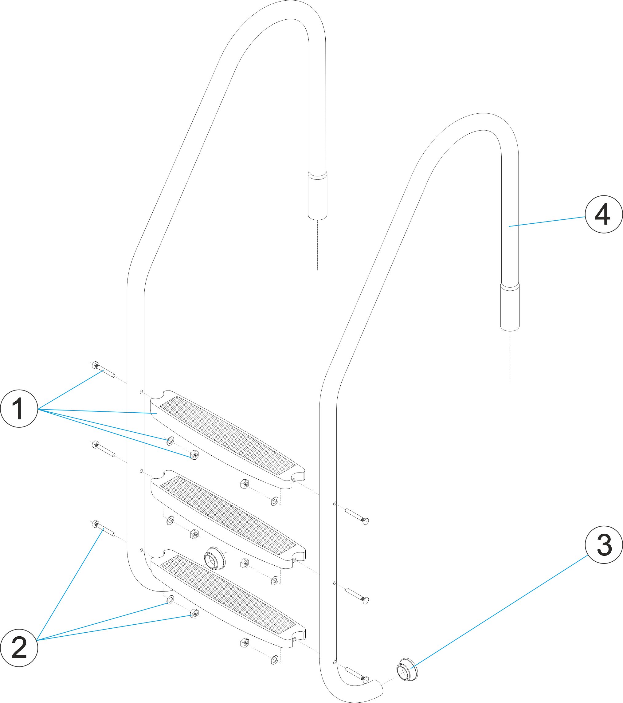 ÉCHELLE STANDARD 2-3-4-5 MARCHES PLASTIQUE USA