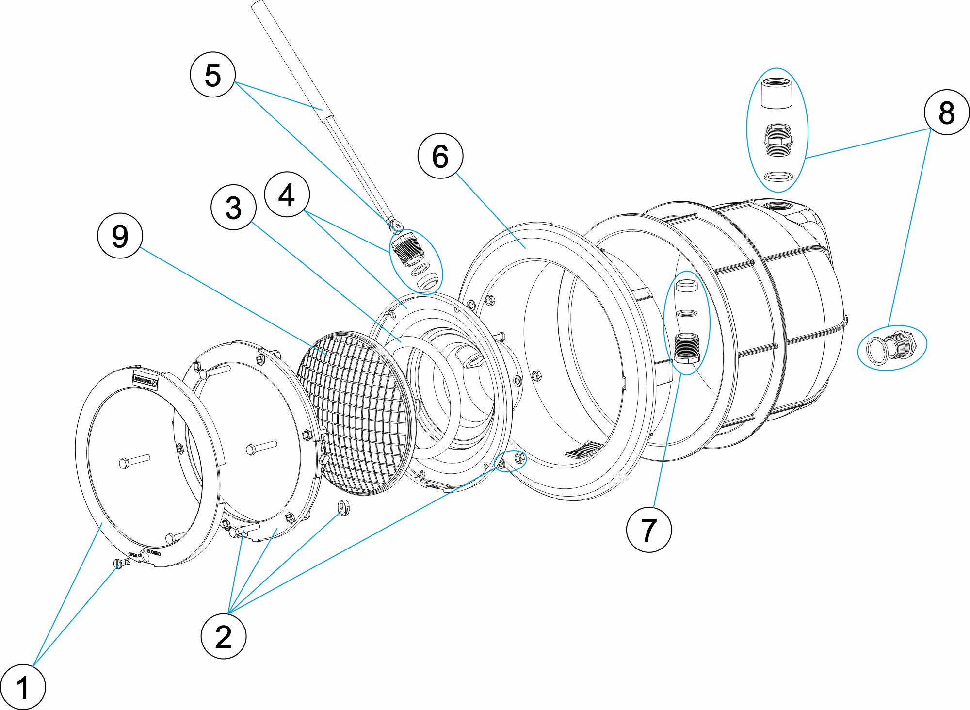 ADJUSTABLE LIGHT FOR CONCRETE POOL