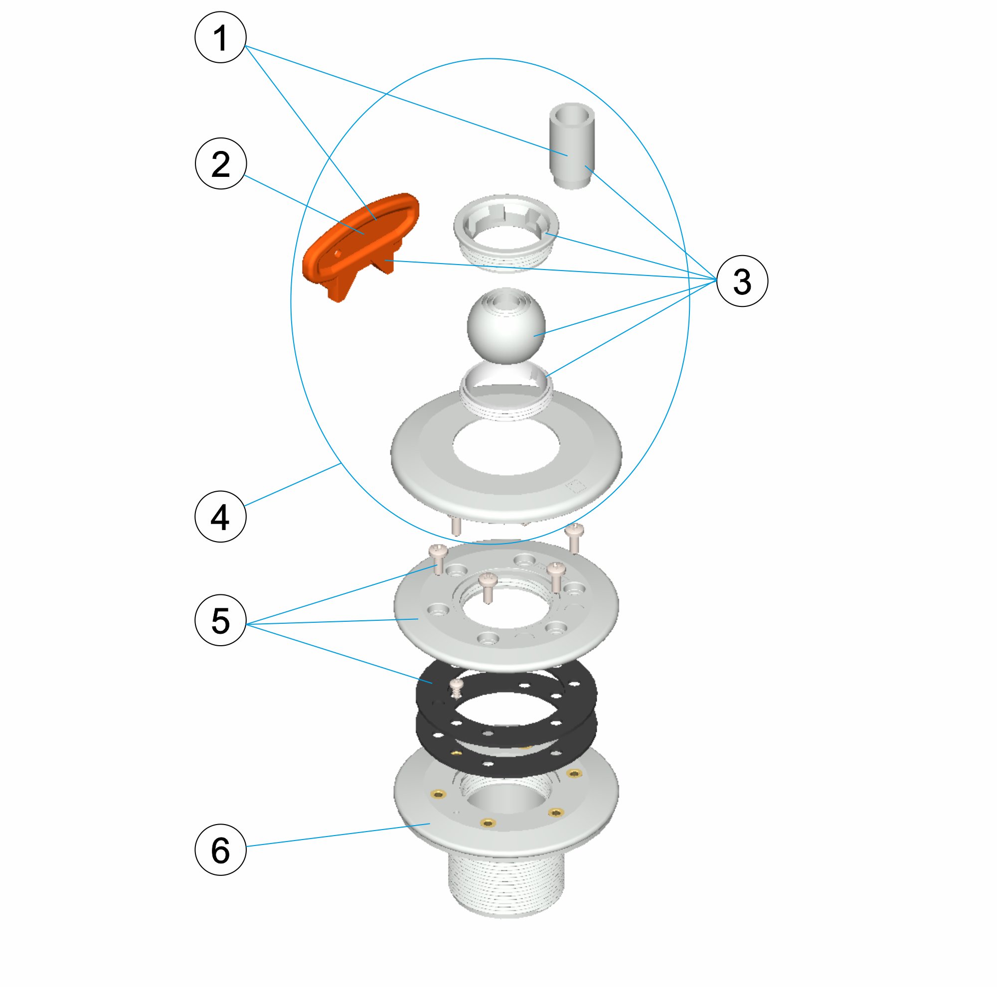 EINLAUFDÜSE MULTIFLOW FERTIGBECKEN FOLIE