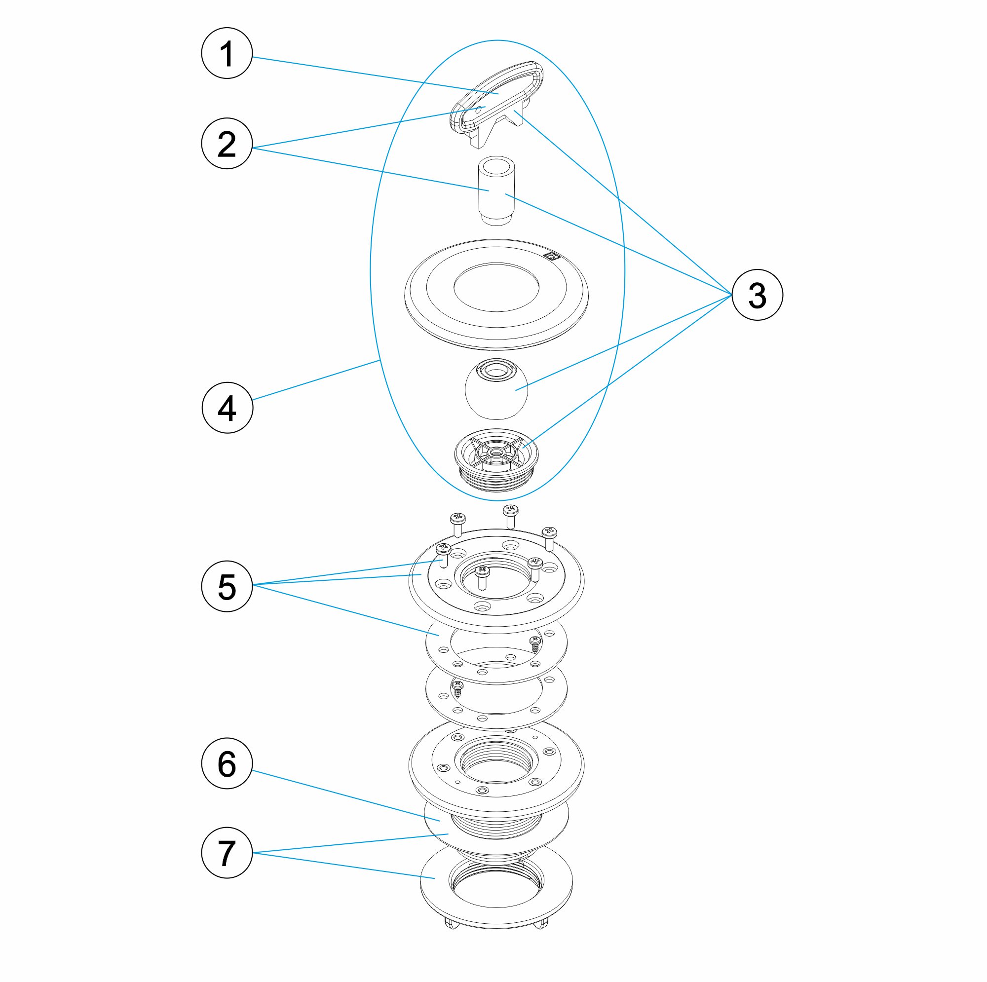 EINLAUFDÜSE MULTIFLOW FERTIGBECKEN FOLIE