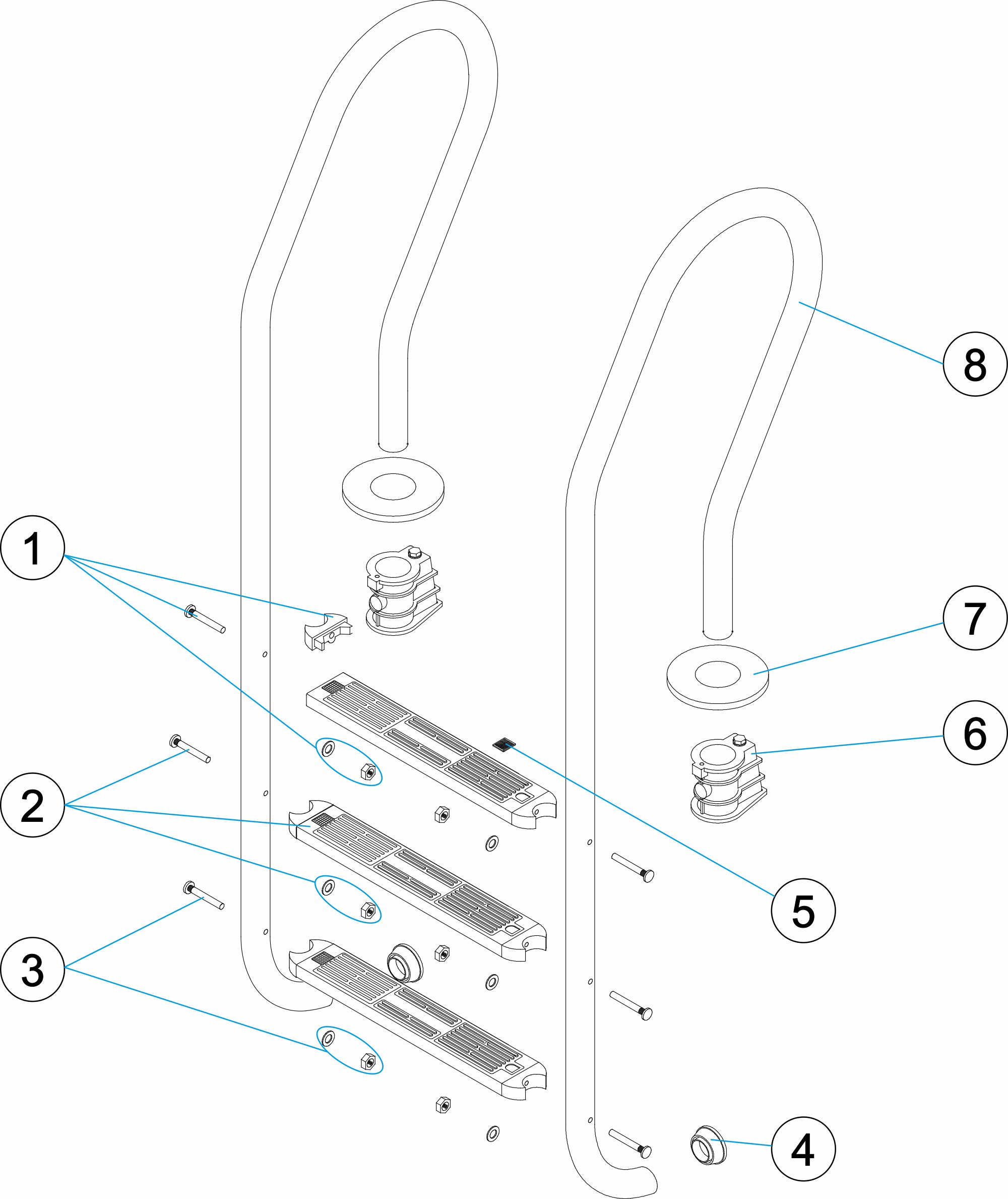 TREPPE GEMISCHT 2-3-4-5 STUFEN AISI-304